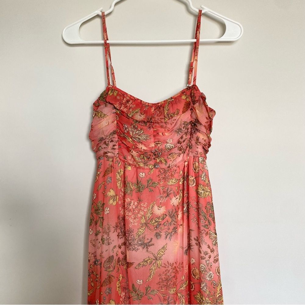 byTiMo Chiffon Strap Maxi Dress Salmon Bright Field Sleeveless Size XS NWOT - Picture 9 of 16